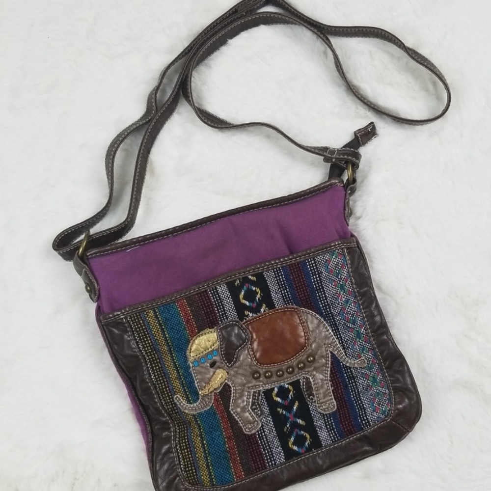 Elephant Faux Leather Cross Body Purse